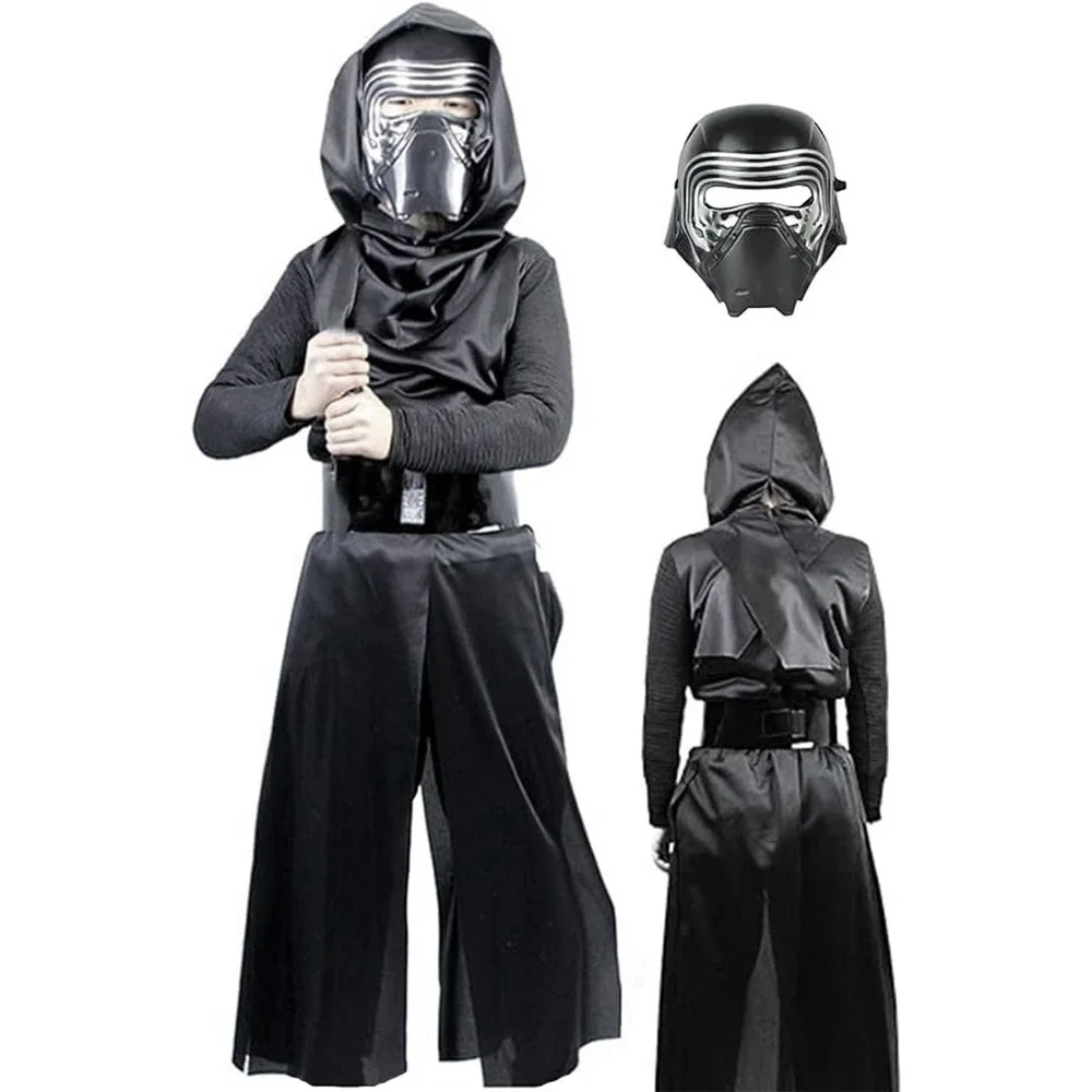 Star Wars Kylo Ren Kids Costume Set with Mask Belt Hood Black Robe Halloween